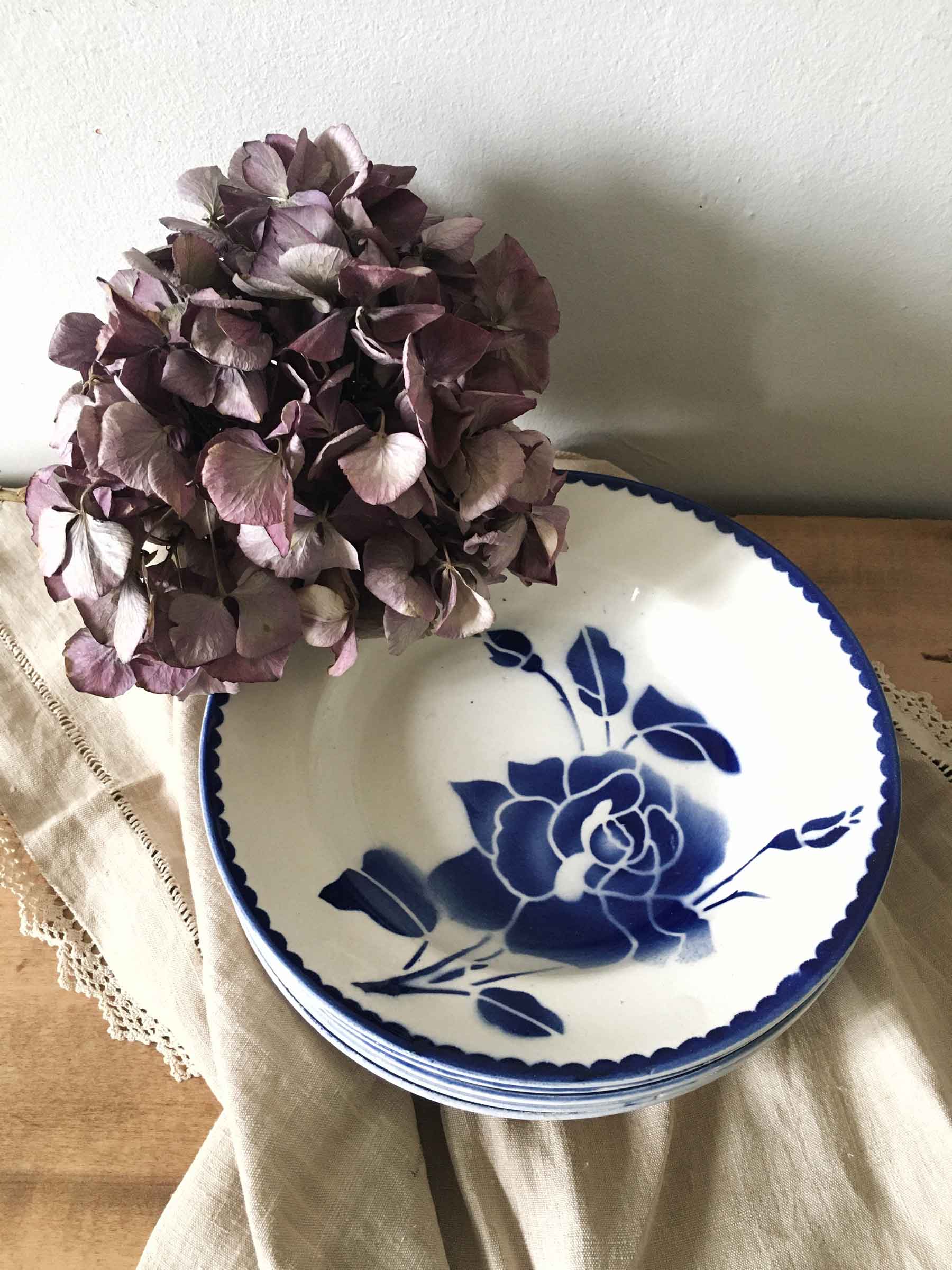 Lot d'assiettes bleues Lonchamp