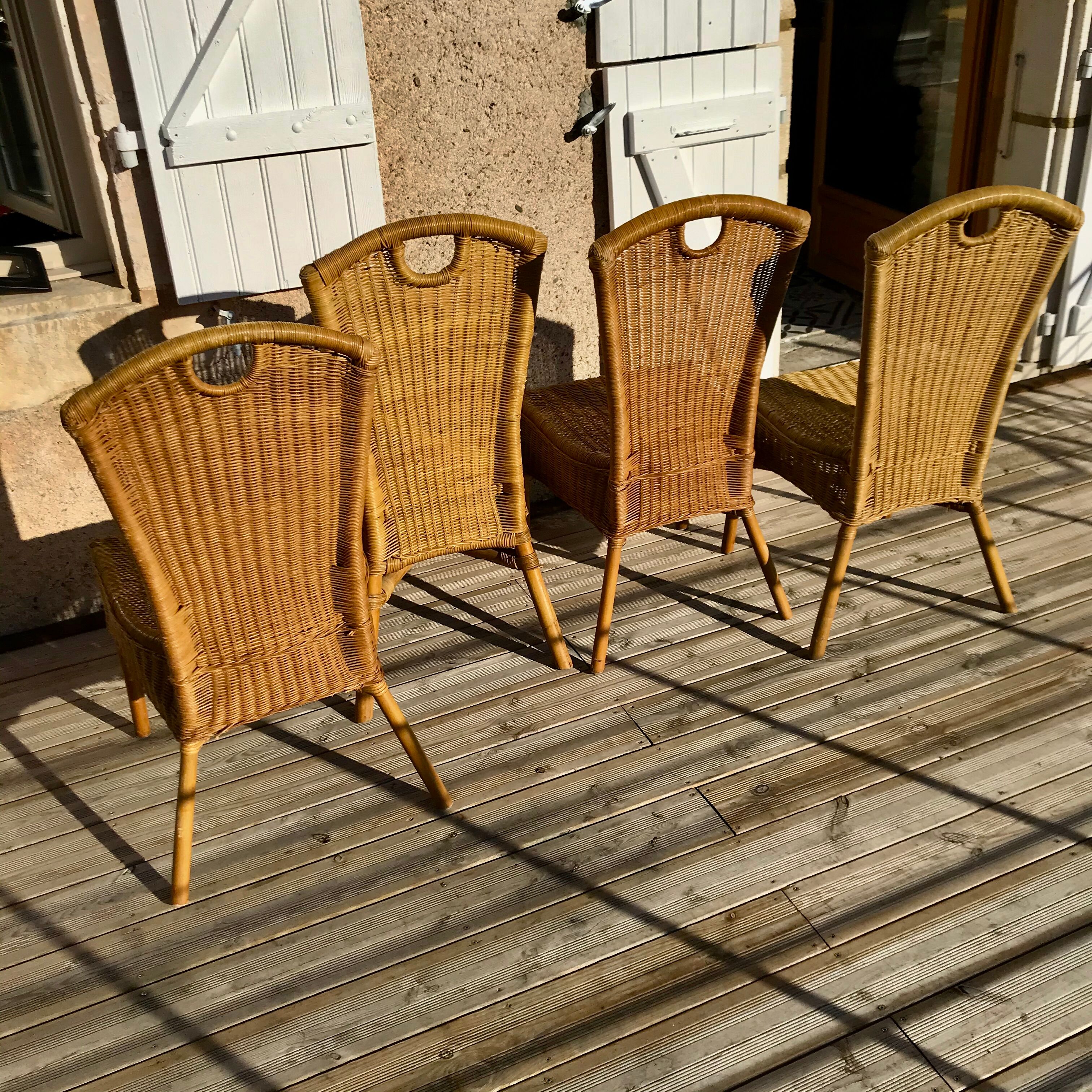 4 chaises en rotin