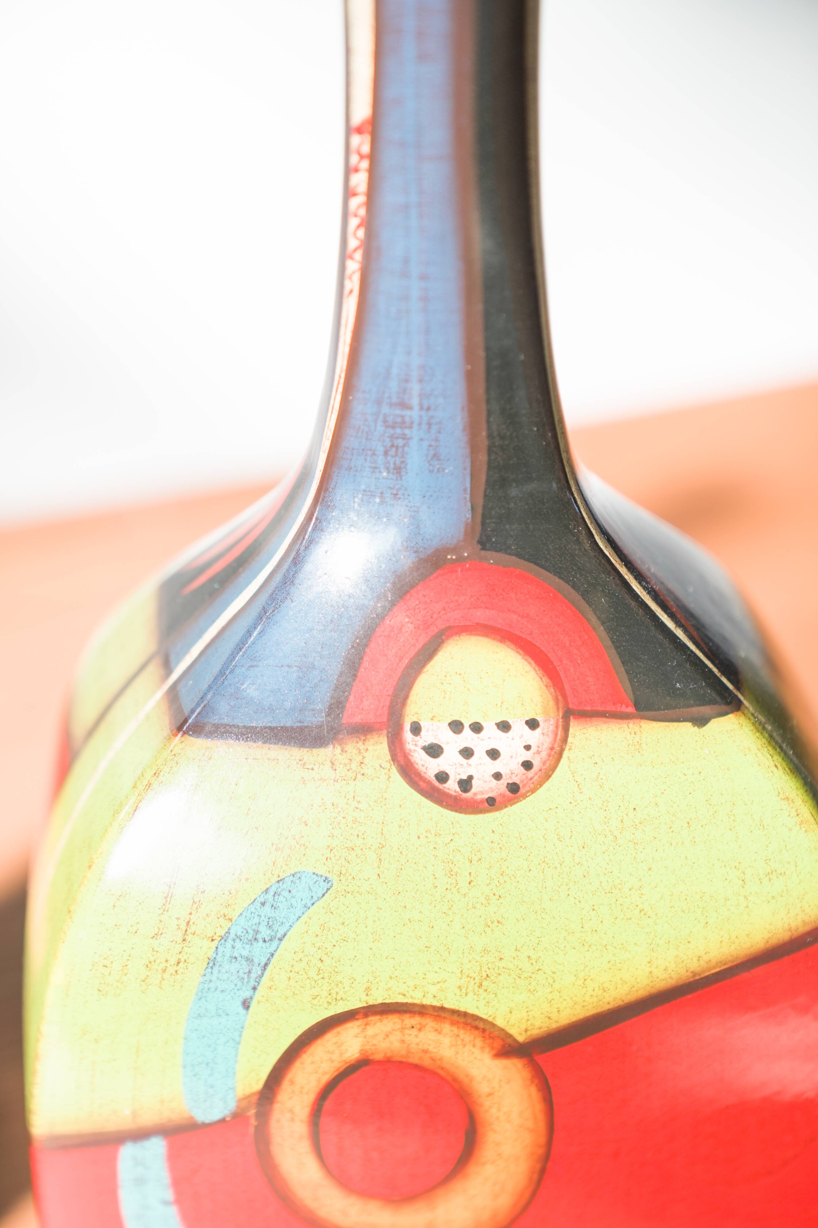 1970s-80s Hand-Painted Terracotta Vases