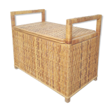 Rattan bench toy chest