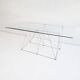 Foldable steel & glass dining table by Max Sauze 1970s