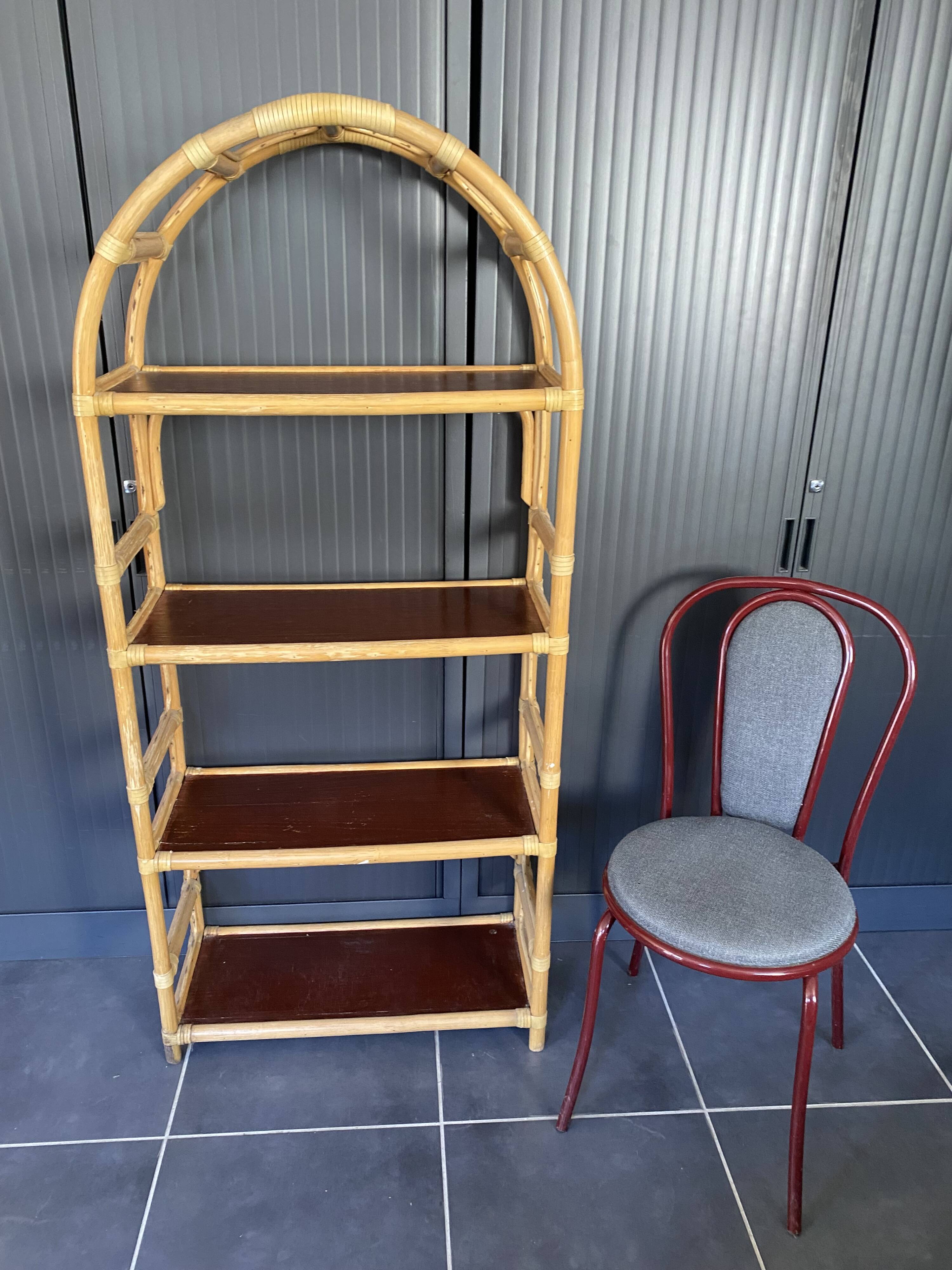 Vintage 1970s rattan bookshelf