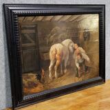 Painting: Flemish School of the 18th century: oil on panel / the stable