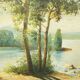 Paysage huile sur bois encadrée C.Peyron