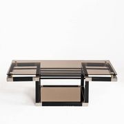 Coffee table attributed to Romeo Rega. Iron and smoked glass – France, 1980s.