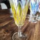 Set of 11 champagne flutes in colored glass 3 colors starry foot