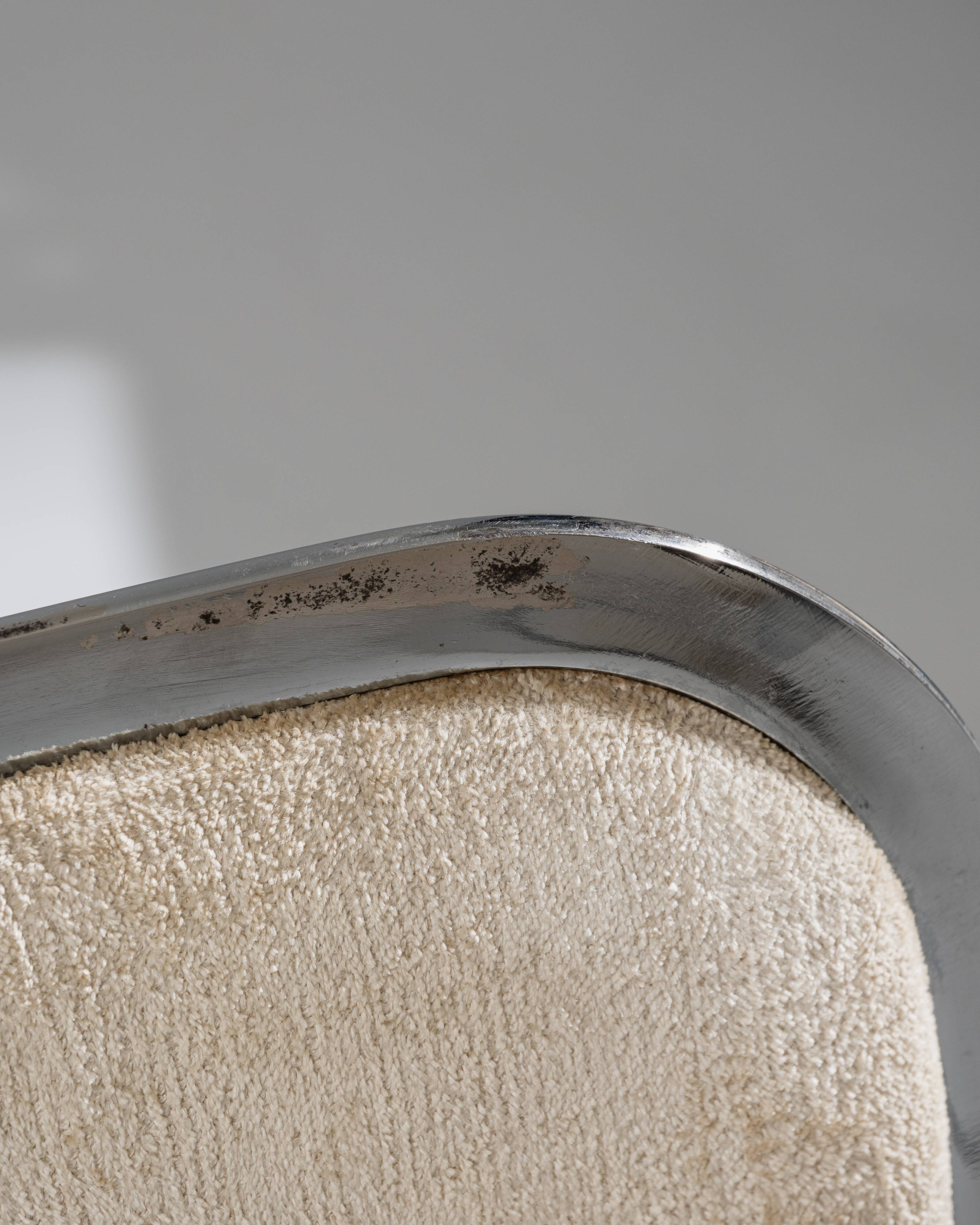 Set de 4 chaises en métal chromé et velours, 1970s