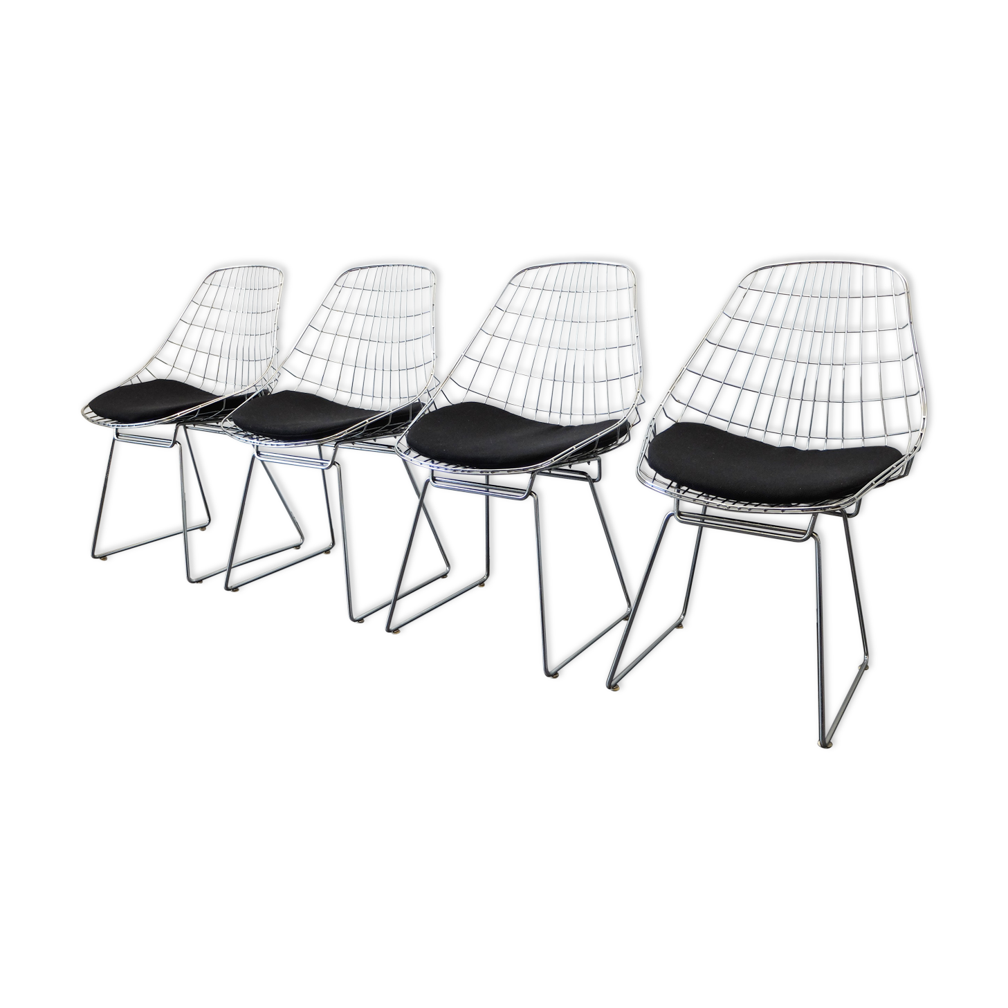 Four vintage SM05 chairs chromed by Cees Braakman for Pastoe, 1960-70