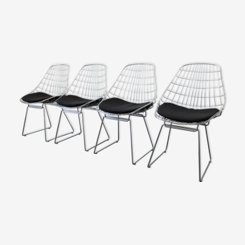 Lot de 4 chaises SM05 chromées par Cees Braakman pour Pastoe, 1960-70