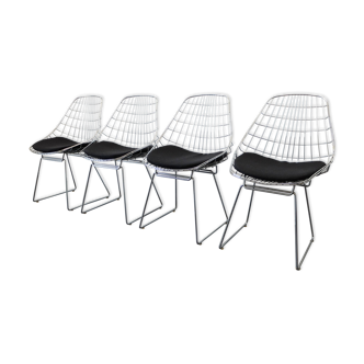 Four vintage SM05 chairs chromed by Cees Braakman for Pastoe, 1960-70