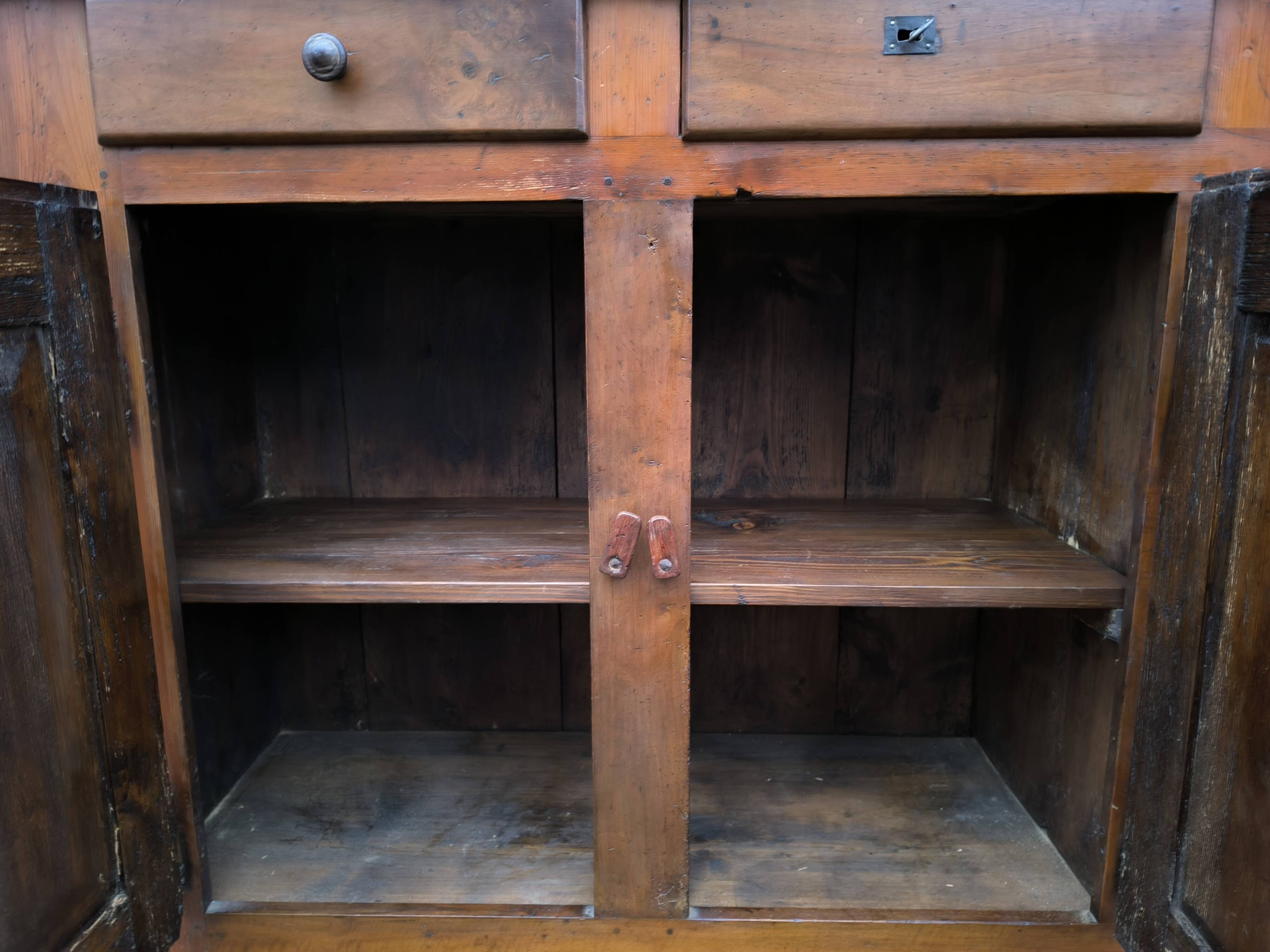 Vintage rustic Parisian sideboard with 3 doors and 3 drawers