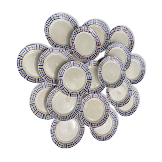 20 assiettes plates Rayures Badonviller