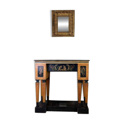 Console bureau décoré de peintures, style pompéien vers 1880