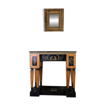 Console desk decorated with paintings, Pompeian style, circa 1880