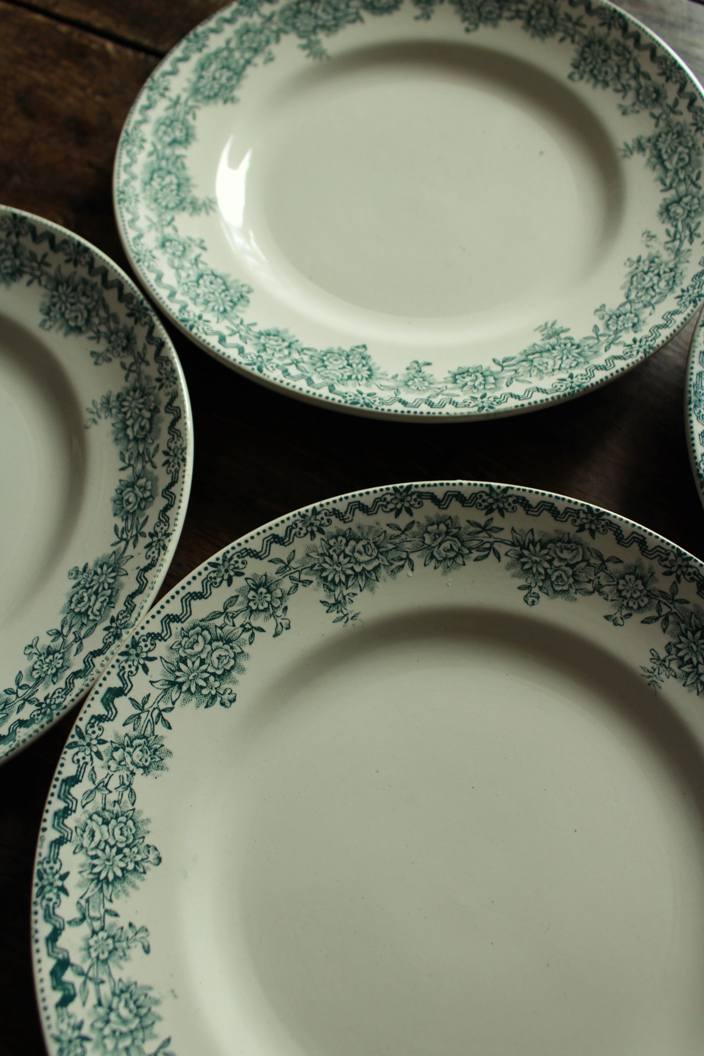 Lot 8 flat plates Terre de Fert vert Fleurs Argenton Saint Amand
