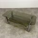 Chrome metal and smoked glass coffee table, 70s