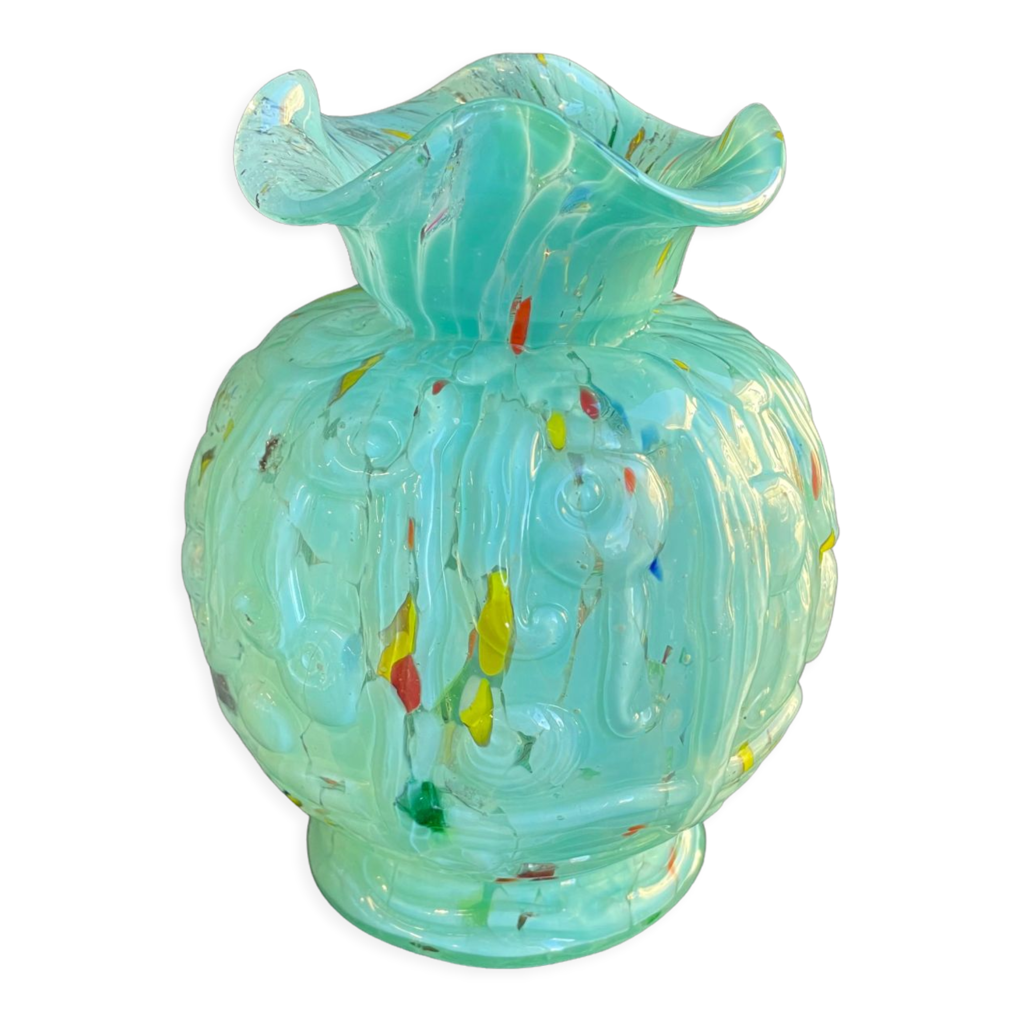 Art Nouveau glass vase with variegated bottom
