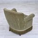 1960s, Danish armchair, original striped furniture velour, beech wood legs.