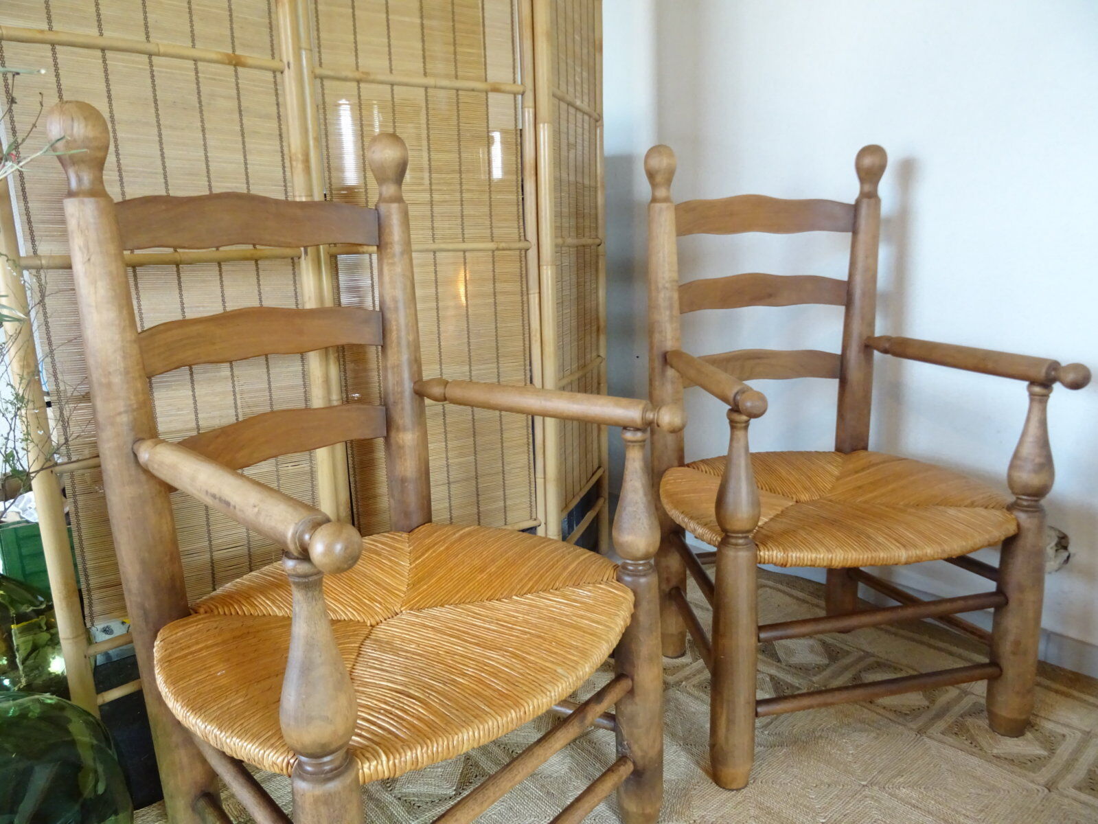Pair of mulched brutalist armchairs