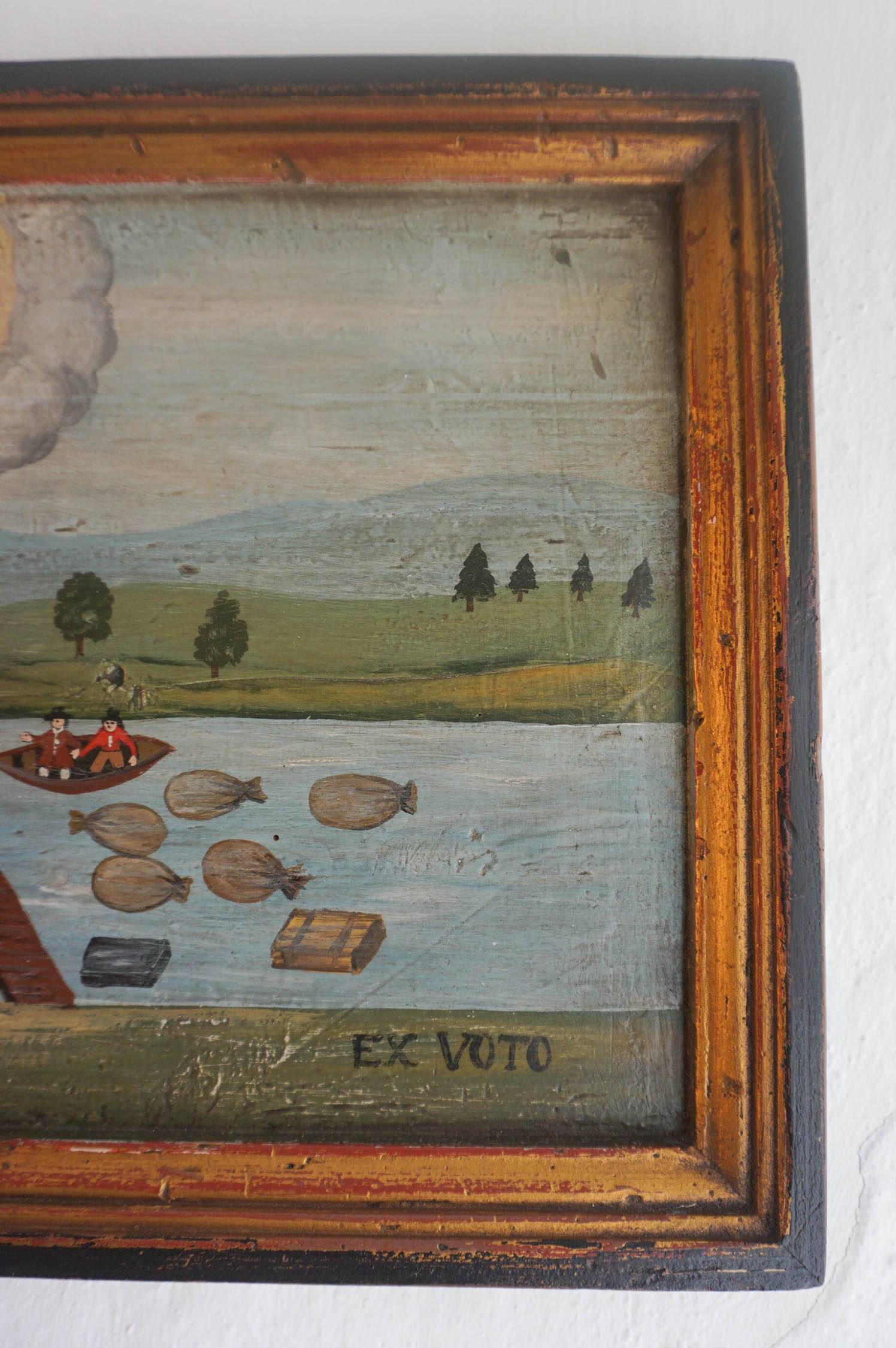 Ex Voto Vierge à l'enfant huile sur bois dans cadre