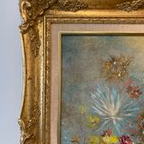 Old painting, still life with wild flowers signed Massard XX century