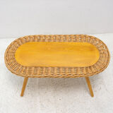 Mid century rattan stool by Jan Kalous for ÚLUV, 1960´s, Czechoslovakia