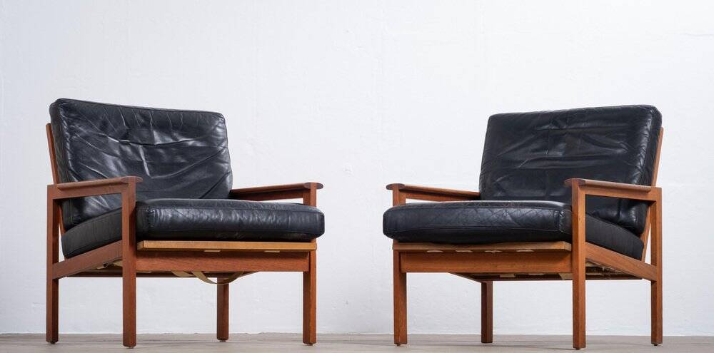 Vintage Danish Lounge Chairs in Teak by Illum Wikkelsø, 1950s, Set of 2