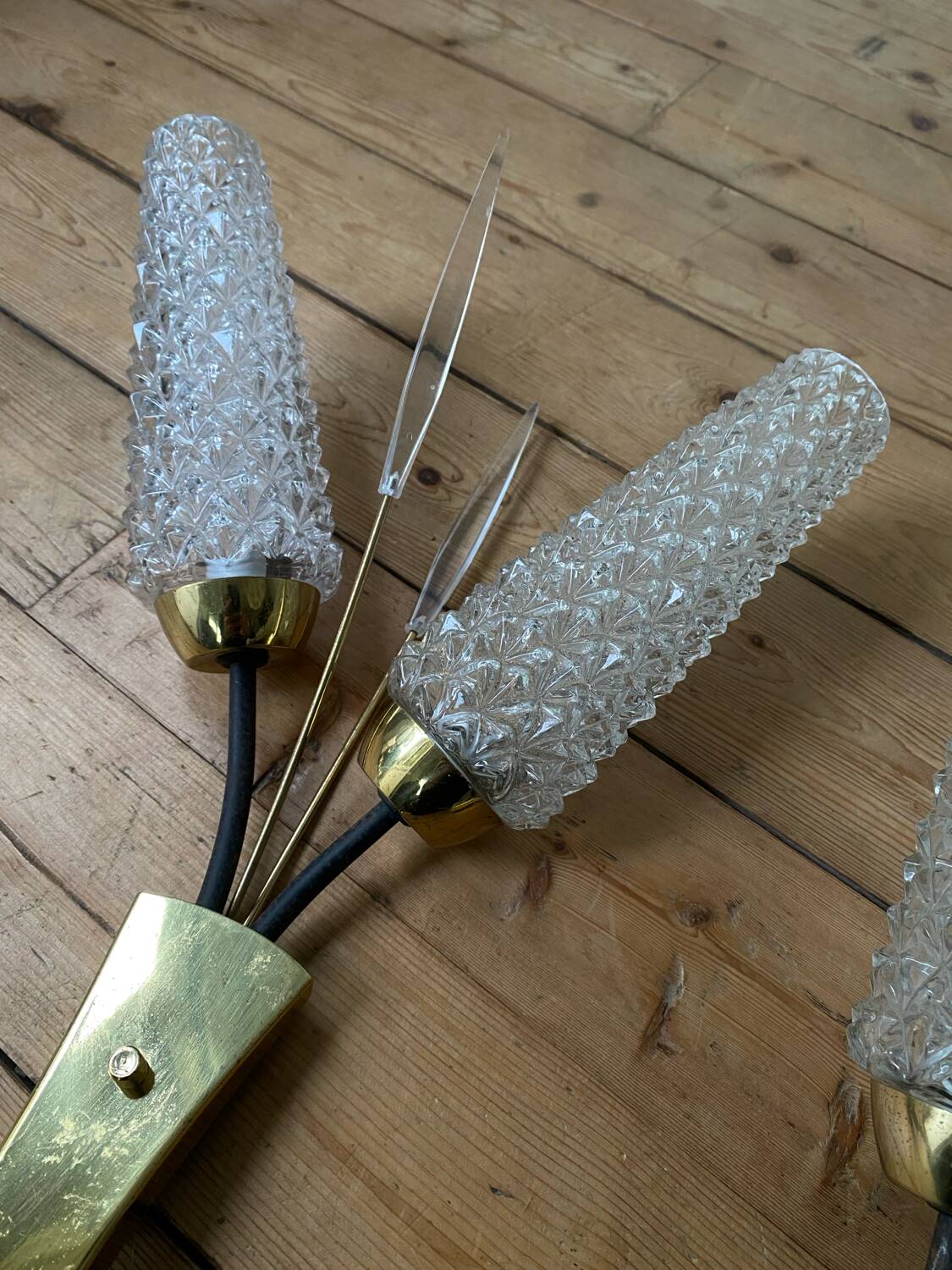 Pair of vintage mid-century tulip wall sconces from the 1950s