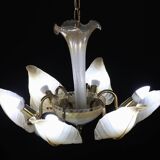 Exceptional Vintage 6-Light Gold Murano Glass Chandelier