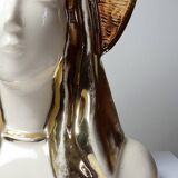 Bust of the Virgin with halo, glazed ceramic, vintage/antique craftsmanship