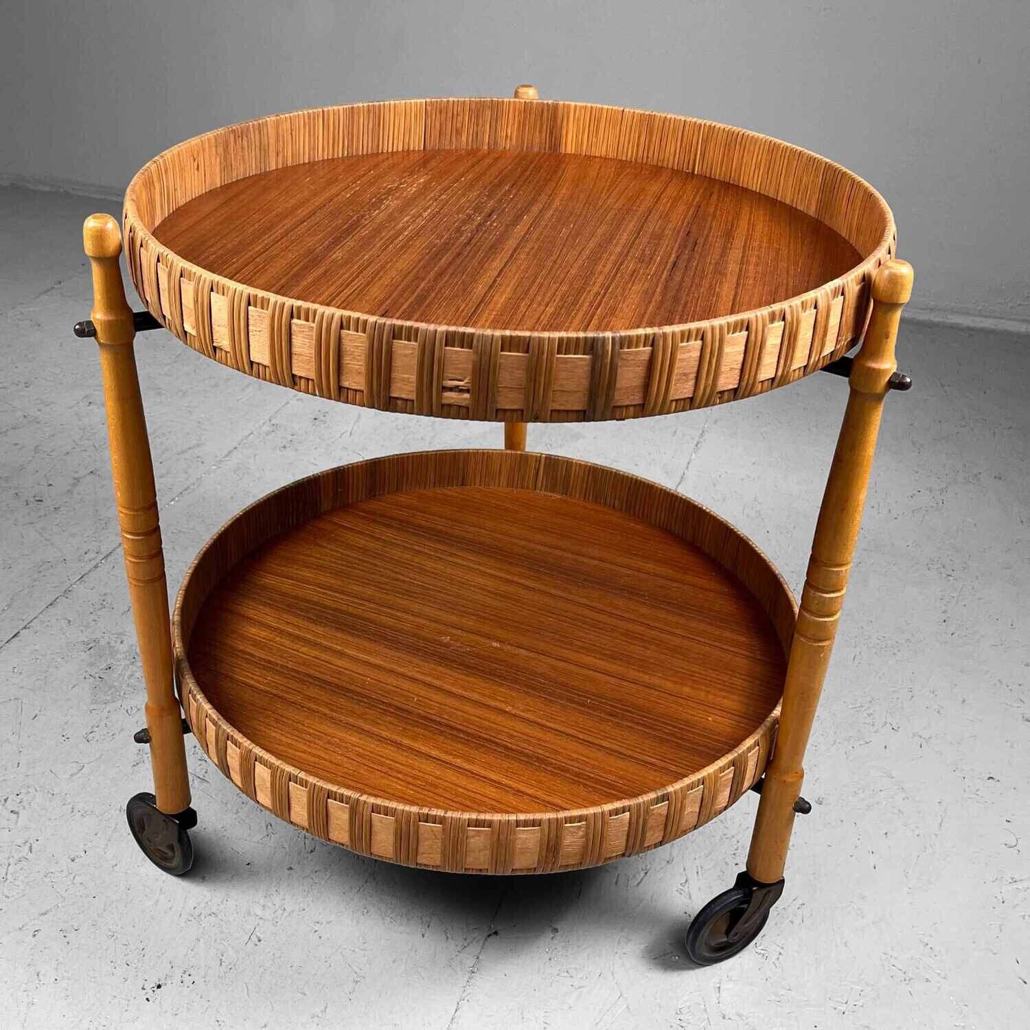 Mid-century wooden bar trolley