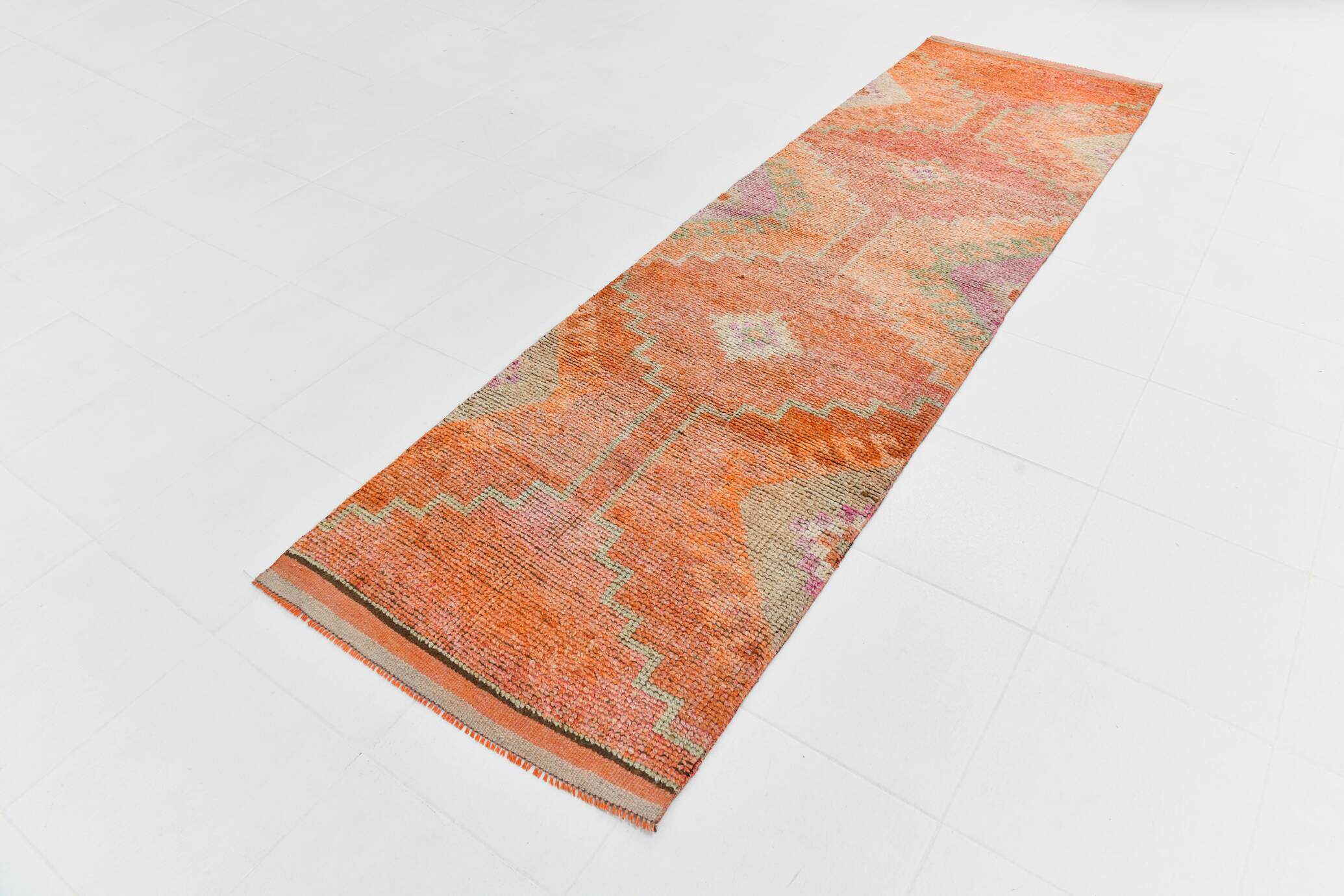 Tapis de couloir vintage orange citrouille 3x10, 91x323 cm