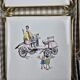 Set of 3 vintage Gien trivets – Retro car, child & couple design