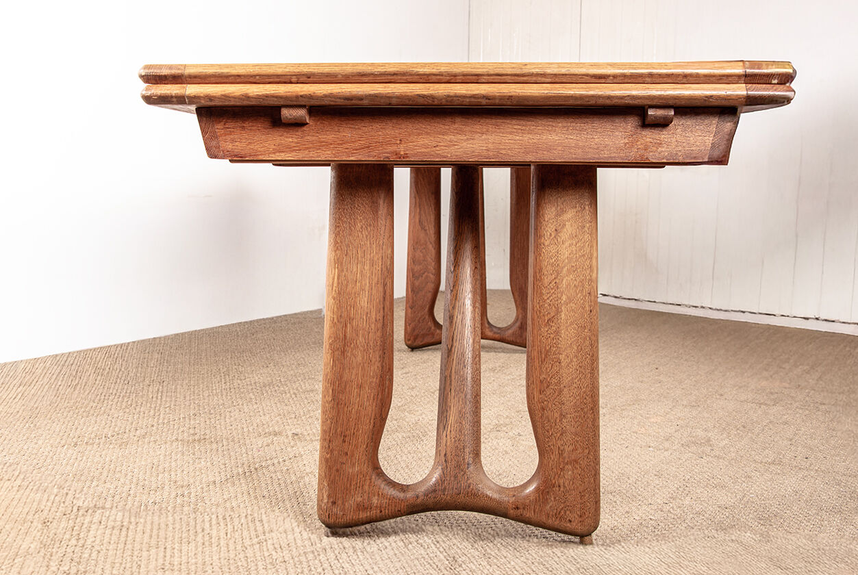 Large extendable dining table, 320 cm, in oak, Guillerme and Chambron.