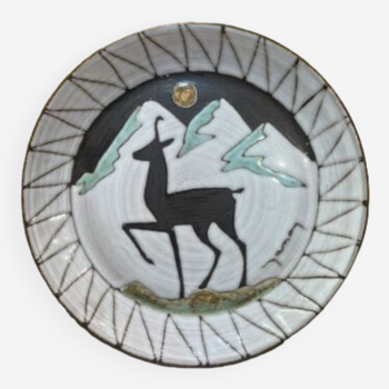 Decorative plate, ceramic XXth, Emile Masson, mountain décor, vintage