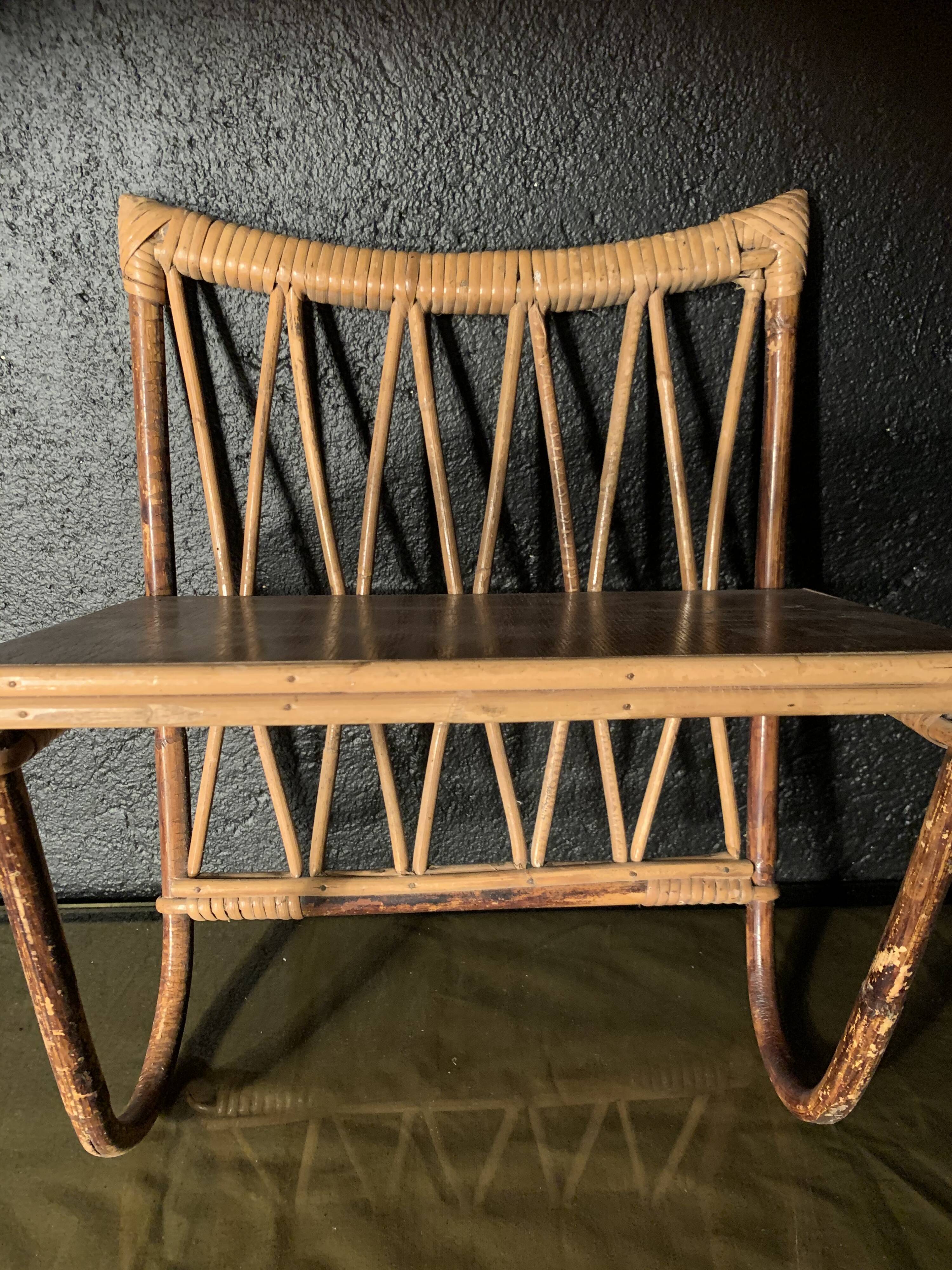 Rattan wall shelf 1960