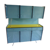 Buffet en formica jaune et bleu