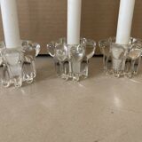Set of 3 old glass candlesticks