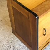 Small vintage row with sliding doors, metal legs Circa 50's