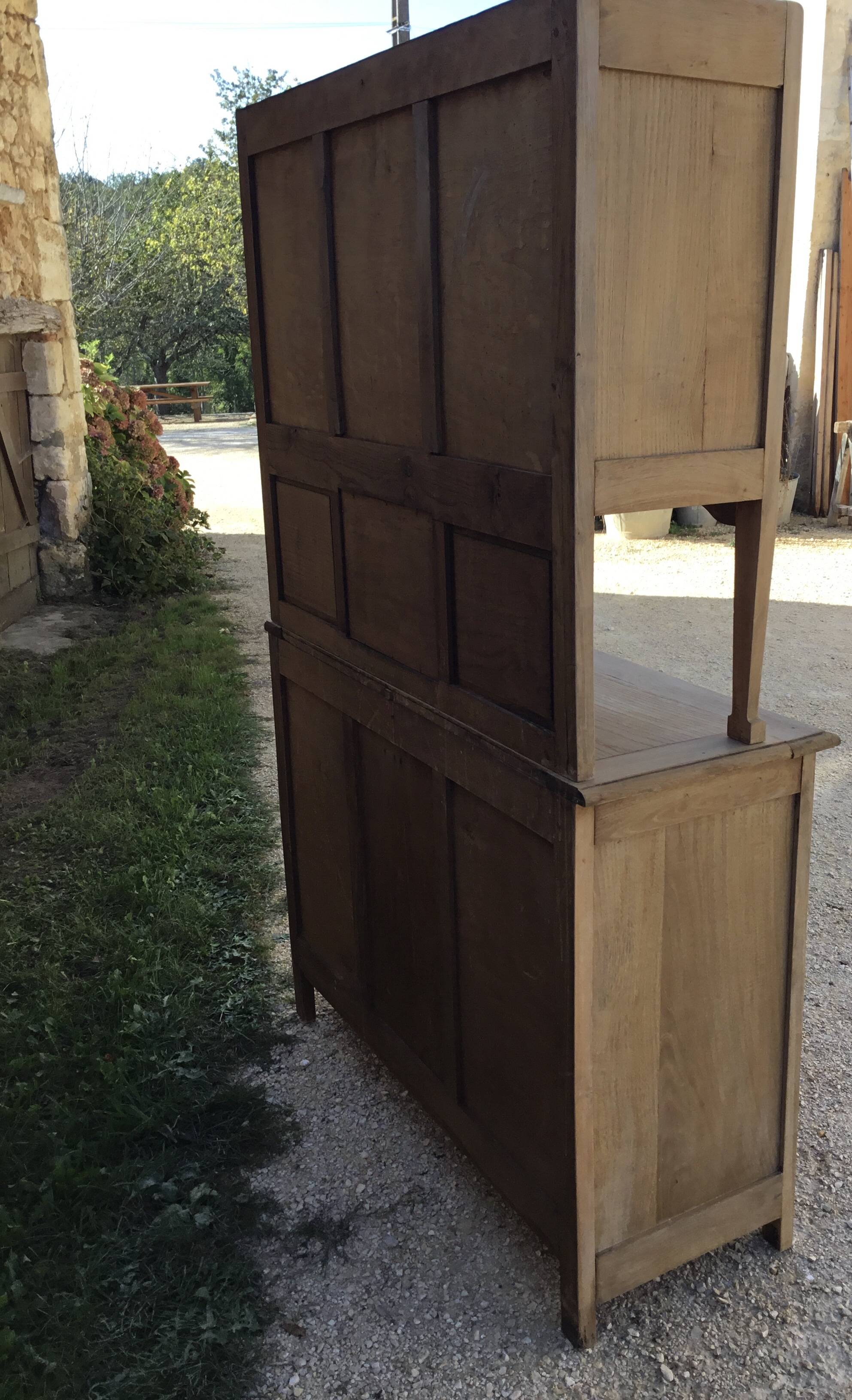 Two-body oak sideboard from the 1940s; stripped