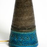 1960s Rimini Blue ceramic table lamp by Aldo Londi for Bitossi Italy