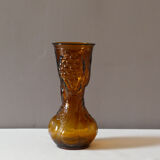 Vase empoli of the 60s, ochre color fruit reliefs
