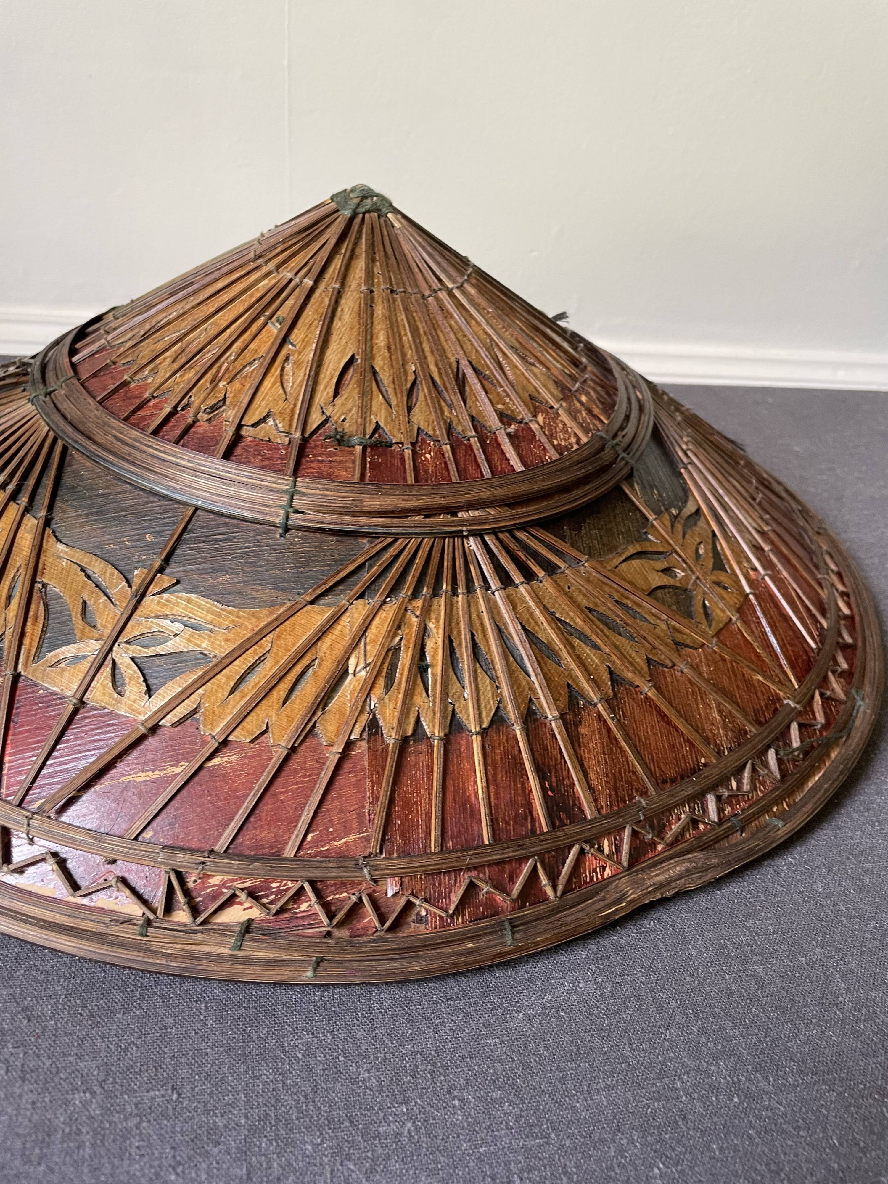 Asian straw and rattan hat