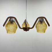 Mid-century Wood & Glass Chandelier by Dřevo Humpolec, 1960's