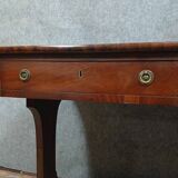 Superb english flat center desk napoleon iii style in mahogany circa 1880