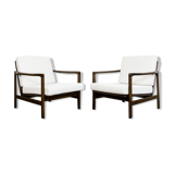 Pair of Restored White Grey B-7522 armchairs by Zenon Bączyk, 1960’s