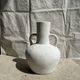 Large handcrafted terracotta vase painted white with double handles H40 D30