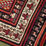 Vintage ethnic Margoum rectangular rug with patterns, 1970s.