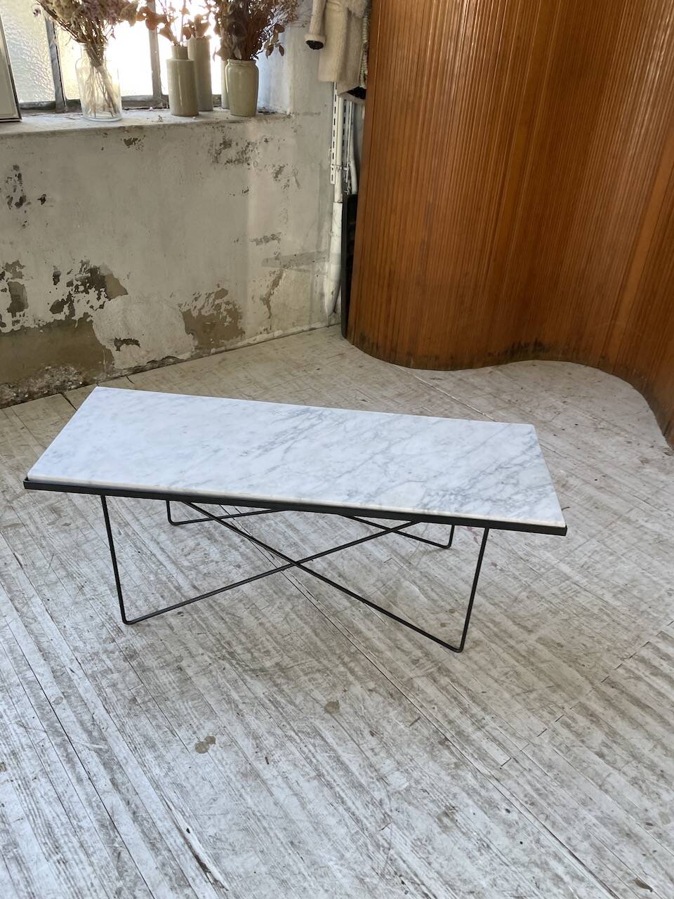 50s coffee table in metal and marble