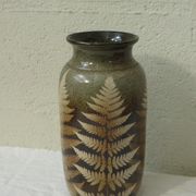 Vase ceramic glazed to ferns, vintage, stamped and signed Hohwiller, HL 208